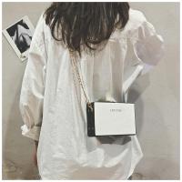 ins超火小包包女2021新款韩版百搭单肩小方包链条斜挎包盒子包潮 白色