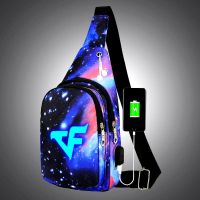 胸包男士新款韩版潮大容量背包商务休闲多功能出差旅游单肩斜挎包 穿越火线 星空蓝[充电+听歌] 优质USB胸包[关注送手环