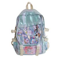 2021新款镭射书包女高中大学生ins日系百搭初中生大容量双肩背包 深蓝色普通版[不防水不防盗] 无徽章无挂件