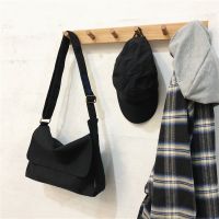 ins日系帆布男女大学生百搭斜挎包原宿ulzzang慵懒风单肩上课包 CBT--815黑色