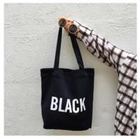 新款布包帆布袋韩国手提帆布包女包单肩文艺学生原宿潮帆布字母包 小号黑色带拉链