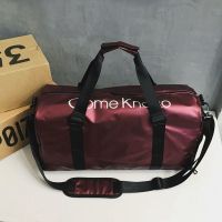 短途旅行包男手提包女出差大容量旅游包简约行李包袋防水健身包潮 酒红 普通款[带独立鞋仓]