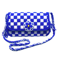 [材料包]新款十字绣3D立体绣手工绣毛线包包单肩手提钱包包套件 宝蓝白色