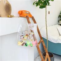 韩风夏日单肩包可爱透明果冻包卡通透明防水环保购物袋手提沙滩包 粉色*爱心史露比