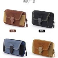 手机包腰包男横竖款多功能工地干活腰带包帆布穿皮带防泼水小挂袋 随机色[尊贵版横二层]6寸