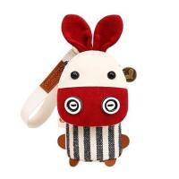 三色补丁驴滚滚布艺钥匙包原创可爱汽车钥匙包扣韩国女零钱小包包 升级款驴滚滚钥匙包-黑条纹