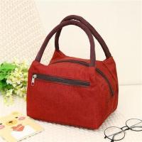 手提包女新款防水饭盒袋便当包妈咪包午餐包手提袋小布包包手拎包 红色