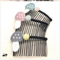 秋冬儿童发梳碎发夹子防滑发饰韩国头饰可爱插梳刘海夹女童发卡 甜美小蘑菇[粉色+蓝色]