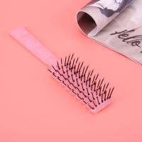 卷发内扣梳子女可爱造型按摩梳蓬松头发排骨梳家用防静电塑料梳 果冻粉色排骨梳