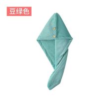 干发帽吸水超强洗头发浴帽毛巾包头女加厚成人长发擦头巾神器速干 豆绿色[1条] 单层加厚