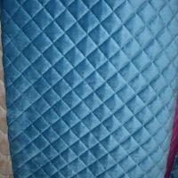 荷兰绒珠光不倒绒沙发布夹棉加厚防滑绗缝沙发垫面料半成品布面料 荷兰绒3号孔雀蓝一米价