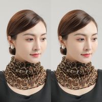[]防晒网纱围脖女面纱脖套护颈丝巾薄时尚百搭遮脸纱巾 高雅豹纹送高雅豹纹[共发2条]