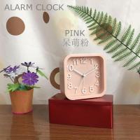 闹钟北欧风多色塑料闹钟可爱少女心卧室儿童闹钟方型环保座钟家用 5寸环保方型呆萌粉[3D立体大数字]