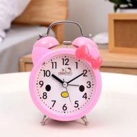 HELLOKITTY床头闹钟创意初中学生用儿童少女心个性闹钟静音可爱 三寸粉色不带钻