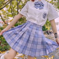 日系合集jk制服百褶裙女格裙沙华星野裙子套装学生制服12岁学院风 短袖刺绣皓海单件(不含领结) XS