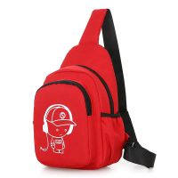 儿童旅游背包男童休闲胸包小学生旅行斜挎包小男孩春秋游单肩包包 B-8818-红色