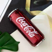 [四季可用]创意易拉罐不锈钢保温杯男女学生可乐罐吸管直饮杯子 [500毫升]可口红普通款 单盖吸管杯盖