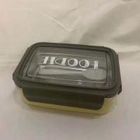 不锈钢饭盒分格上班族学生保温防烫便当盒小清新风带盖微波炉加热 咖喱黄