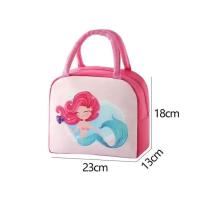 学生保温饭盒袋午餐带饭袋子新款可爱卡通防水便当包上班族餐盒袋 红色美人鱼
