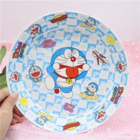 密胺盘儿童吃饭防摔仿瓷餐具幼儿园宝宝吐骨碟子卡通可爱猫凉菜盘 蓝色叮当8寸深盘