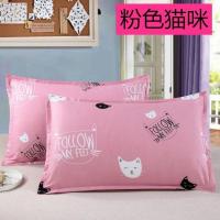 枕芯一对送枕套带拉链单人枕头一对成人家用枕芯一只枕套套装 粉色猫咪 2个枕套(没有枕芯)