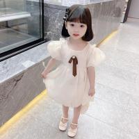 女童超仙暮云纱连衣裙夏装2022新款洋气儿童公主裙夏季宝宝小童潮 香槟色 80