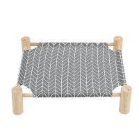 宠物行军床猫窝狗窝四季通用防潮防湿实木不变形猫床狗床升级款 灰色箭头 升级款行军床(含布套)