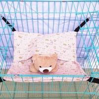 4层双面挂式睡袋款吊床四季通用猫咪吊床仓鼠松鼠貂兔子秋千冬季 双层吊床粉色猫咪 S-小型