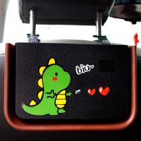 车载可折叠卡通垃圾桶垃圾袋挂式车座椅收纳桶创意多功能置物袋 折叠--恐龙[送垃圾袋]