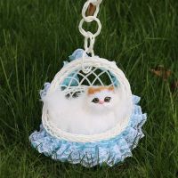 会叫仿真猫咪毛绒玩具玩偶小猫咪仿真动物玩偶儿童玩具生日礼物 (不叫)花边吊篮翘尾猫福利款