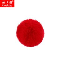 2个8cm仿獭兔毛球兔毛毛球饰品配件手机DIY鞋帽包包服装辅料 大红 6cm两个