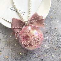 永生花DIY材料包 钥匙扣车挂透明花球 手工DIY活动课材料, 7厘米粉色 非成品