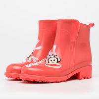 大嘴猴时尚雨鞋女式手绘风防水雨靴胶鞋套鞋低帮雨鞋1009 大嘴猴西瓜红 36