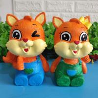 石膏娃娃涂色摆摊娃娃上色儿童玩具手工Diy彩绘石膏白坯上色玩具 小松鼠一对