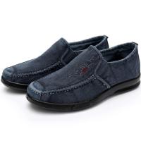 老北京布鞋男透气防滑爸爸鞋软底单鞋男士休闲鞋牛仔布帆布鞋大码 蓝色 38