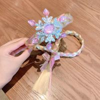 儿童魔法棒发饰套装女童公主冰雪奇缘假发辫子发箍艾莎头箍头饰 7#粉色雪花