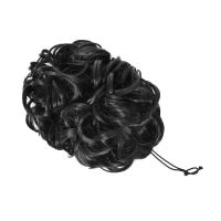 旗袍真发拉花时尚卷发拉花假发女蓬松复古弹力拉花加长版新娘盘发 自然黑 时尚洋加长大号拉花
