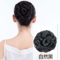 假发发包新款发髻女生盘发新娘丸子头蓬松鸟窝绑带花苞造型头 自然黑
