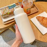 简约大容量保温杯男女学生宿舍高颜值吸管水杯304韩版潮流大水壶 *诺雅Blanc -628ML-Gao颜单杯