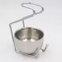 软毛剃须刷剃须皂剃须膏剃须泡沫刮胡膏泡不锈钢碗理发修面套装 架子+碗(7.4cm直径)