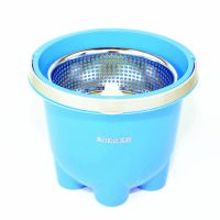 单桶拖把桶旋转单桶家用拖布桶不锈钢单筒旋转甩干桶免手洗墩布桶 梅花单桶(蓝色) 塑料篮