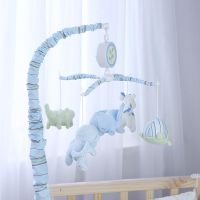 婴儿床铃音乐旋转床头铃布艺床挂新生儿0-6个月安抚玩具宝宝摇铃 小猴摇铃蓝色