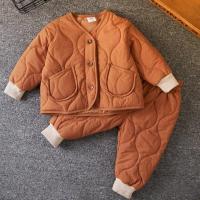 童装男女童宝宝棉衣套装秋冬小童洋气秋装儿童冬季棉袄冬装家居服 姜黄色 (套装) 130