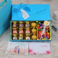 创意妇女节礼物送女生老婆生日特别礼物走心实用闺蜜朋友精致礼盒 9瓶糖果+3颗巧克力蓝+手提袋