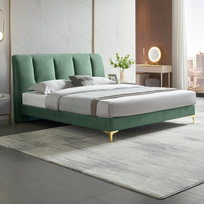 [CBD]SN-D0100A 简约科技布床轻奢实木双人床主卧室床1.5/1.8米软包床