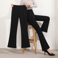 美动态大码女装微喇裤九分裤2022春夏新款胖mm显瘦阔腿裤开叉西裤