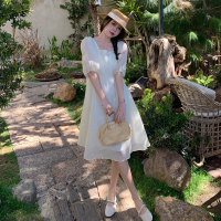 美动态大码女装白雪公主复古仙气连衣裙2022夏胖mm百搭显瘦连衣裙