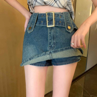 美动态大码女装设计感超强小性感显腿长高腰复古牛仔裤裙送腰带