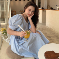 美动态大码女装胖mm拼接蕾丝边新款韩甜美气质宽松减龄显瘦连衣裙