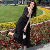 美动态大码女装2022夏季新款优雅温柔裙子女胖mm蝴蝶结波点连衣裙